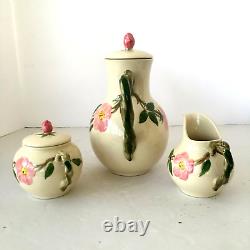 Tea Set FRANCISCAN Desert Rose Teapot Creamer Sugar 2 Cups 2 Saucers Ca USA