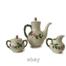 Tea Set FRANCISCAN Desert Rose Teapot Creamer Sugar 2 Cups 2 Saucers Ca USA