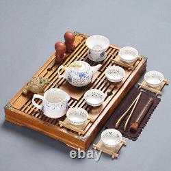 Tea Set Geyao Porcelain Tea Pot Cups Solid Wood Tea Tray Luxury Chinese Tea Set