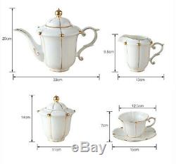 Tea Set Porcelain Gold Pearl Bone China Coffee Ceramic Pot Teapot Cups