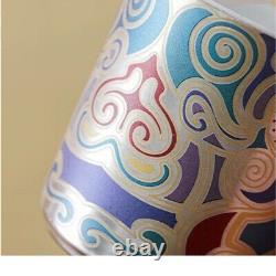 Tea Set Pot With Holder Matching Tea Cup Dunhuang Frescoes Print Silver Ceramic