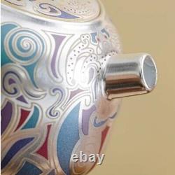 Tea Set Pot With Holder Matching Tea Cup Dunhuang Frescoes Print Silver Ceramic