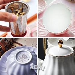 Tea Set Teapot Pack Cups Pitcher Saucer Service Porcelain Kitchen Vintage Home