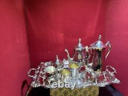 Tea coffee set vintage silver plated RR Roger's cups made in Indonesia 7pc set