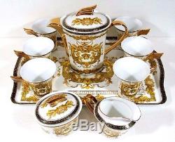 Tea cup set GOLD Designed by European Artrans Tray, saucer, tea pot, Versace style