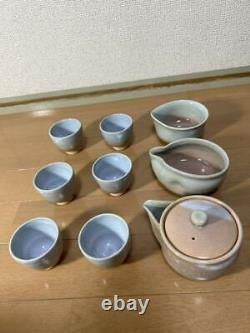 Tea set Japanese Pottery of Hagi #1637 tea pot/Cup6/Bowl2 set of 9 Tea set