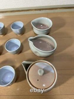 Tea set Japanese Pottery of Hagi #1637 tea pot/Cup6/Bowl2 set of 9 Tea set