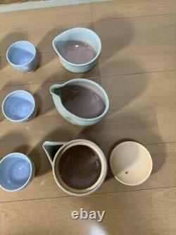 Tea set Japanese Pottery of Hagi #1637 tea pot/Cup6/Bowl2 set of 9 Tea set