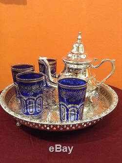 Tea set Moroccan Essaouira handmade Tea set / Moroccan teapot/tea glasses