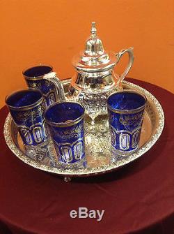 Tea set Moroccan Essaouira handmade Tea set / Moroccan teapot/tea glasses