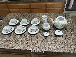 Teapot Or Coffee + Sugar Creamer W Lid & 6 Cups Saucers Casa Do Artesao Portugal