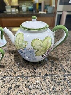 Teapot Or Coffee + Sugar Creamer W Lid & 6 Cups Saucers Casa Do Artesao Portugal