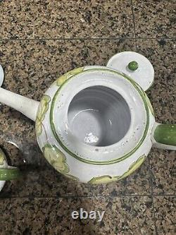 Teapot Or Coffee + Sugar Creamer W Lid & 6 Cups Saucers Casa Do Artesao Portugal