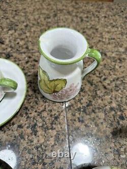 Teapot Or Coffee + Sugar Creamer W Lid & 6 Cups Saucers Casa Do Artesao Portugal