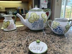 Teapot Or Coffee + Sugar Creamer W Lid & 6 Cups Saucers Casa Do Artesao Portugal
