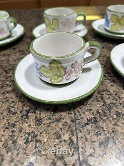 Teapot Or Coffee + Sugar Creamer W Lid & 6 Cups Saucers Casa Do Artesao Portugal