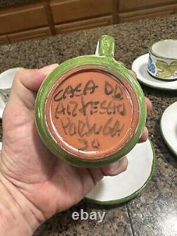 Teapot Or Coffee + Sugar Creamer W Lid & 6 Cups Saucers Casa Do Artesao Portugal