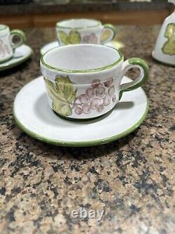 Teapot Or Coffee + Sugar Creamer W Lid & 6 Cups Saucers Casa Do Artesao Portugal