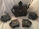 Teapot Set 4 Tea Cups Signed Ben Behunin Modern Teapot Mosaic Stain Glass