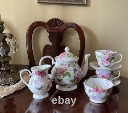 Teapot Set Flower Sweet Pea Butterfly Creamer England Rob Turner Cup Saucer Suga