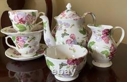Teapot Set Flower Sweet Pea Butterfly Creamer England Rob Turner Cup Saucer Suga