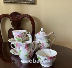Teapot Set Flower Sweet Pea Butterfly Creamer England Rob Turner Cup Saucer Suga