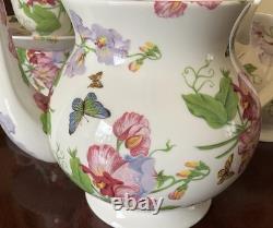 Teapot Set Flower Sweet Pea Butterfly Creamer England Rob Turner Cup Saucer Suga