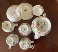 Teapot Set Flower Sweet Pea Butterfly Creamer England Rob Turner Cup Saucer Suga