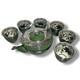 Teapot Set With 6 Cups Green Ceramic 925 Silver Lotus Pattern Tea Ceremony