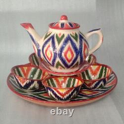 Teapot set 6, Uzbek set art, Coffee and tea cup, Tradional art, Small cups