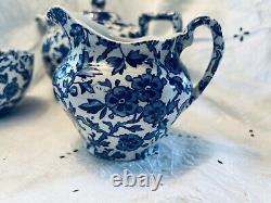 Teapot sugar & creamer by Burleigh Blue Arden Staffordshire-England