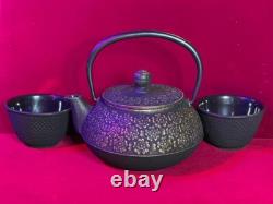 Teavana Cast Iron 21oz Teapot Set With Infuser/ Gold Black Cherry Blossoms NEW