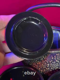 Teavana Cast Iron 21oz Teapot Set With Infuser/ Gold Black Cherry Blossoms NEW