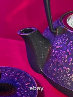 Teavana Cast Iron 21oz Teapot Set With Infuser/ Gold Black Cherry Blossoms NEW