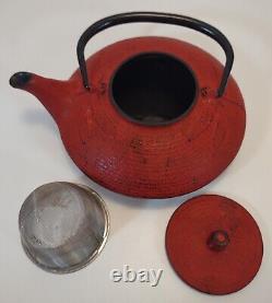 Teavana Japanese Red Dragonfly Iron Teapot Set withStrainer, Coaster, Cups&Saucers