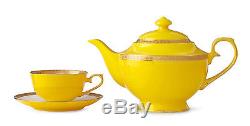 Teavana Noble Poppy Yellow Bone China Tea Set Teapot, Tea cups, Saucers