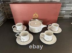 Teavana Orchid Tea Set Bisque Porcelain Tea Pot, Cup, Saucers