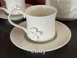 Teavana Orchid Tea Set Bisque Porcelain Tea Pot, Cup, Saucers