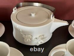 Teavana Orchid Tea Set Bisque Porcelain Tea Pot, Cup, Saucers