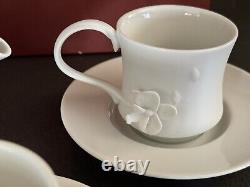 Teavana Orchid Tea Set Bisque Porcelain Tea Pot, Cup, Saucers