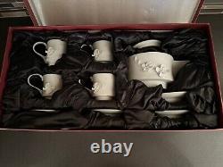 Teavana Orchid Tea Set Bisque Porcelain Tea Pot, Cup, Saucers