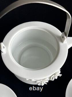 Teavana Orchid Tea Set Bisque Porcelain Tea Pot, Cup, Saucers CHECK Condition