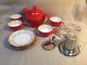 Teavana Red 9 Pieces (4 Tea Cups, 4 Saucers, Tea Pot) Bone China Tea Set +bonus