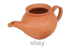 Terracotta Tea Kettle with Lid and Tea Cup Set, Handmade Earthen Clay Pot Kettle
