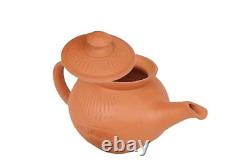 Terracotta Tea Kettle with Lid and Tea Cup Set, Handmade Earthen Clay Pot Kettle
