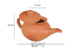 Terracotta Tea Kettle with Lid and Tea Cup Set, Handmade Earthen Clay Pot Kettle