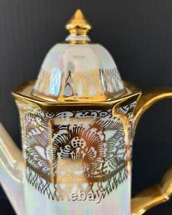 Thai Benjarong Porcelain Tea Set Handpainted 18k Gold Teapot Sugar Creamer Tray