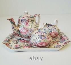 The Butchart Gardens MINIATURE Chintz Tea Set Teapot Sugar Creamer