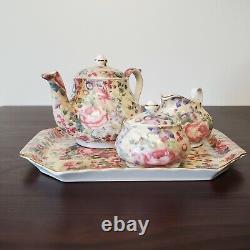 The Butchart Gardens MINIATURE Chintz Tea Set Teapot Sugar Creamer