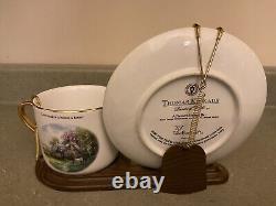 Thomas Kincade Teapot With 5 Cups And Saucers, A Complete Set